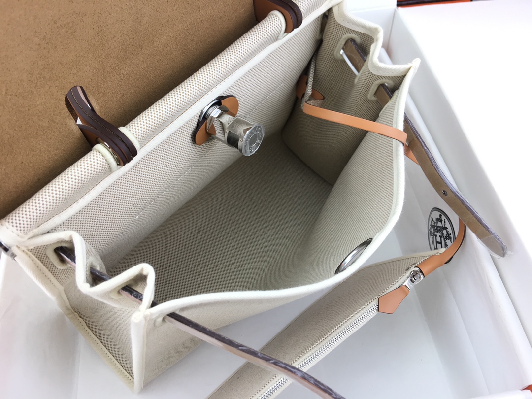 에르메스 에르백31 캔버스 화이트 골드브라운 은장